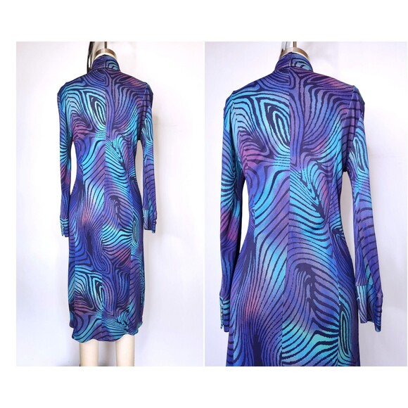 Vintage VERSACE Dress Abstract Psychedelic Dress - Italian High End Designer XS - Picture 4 of 10